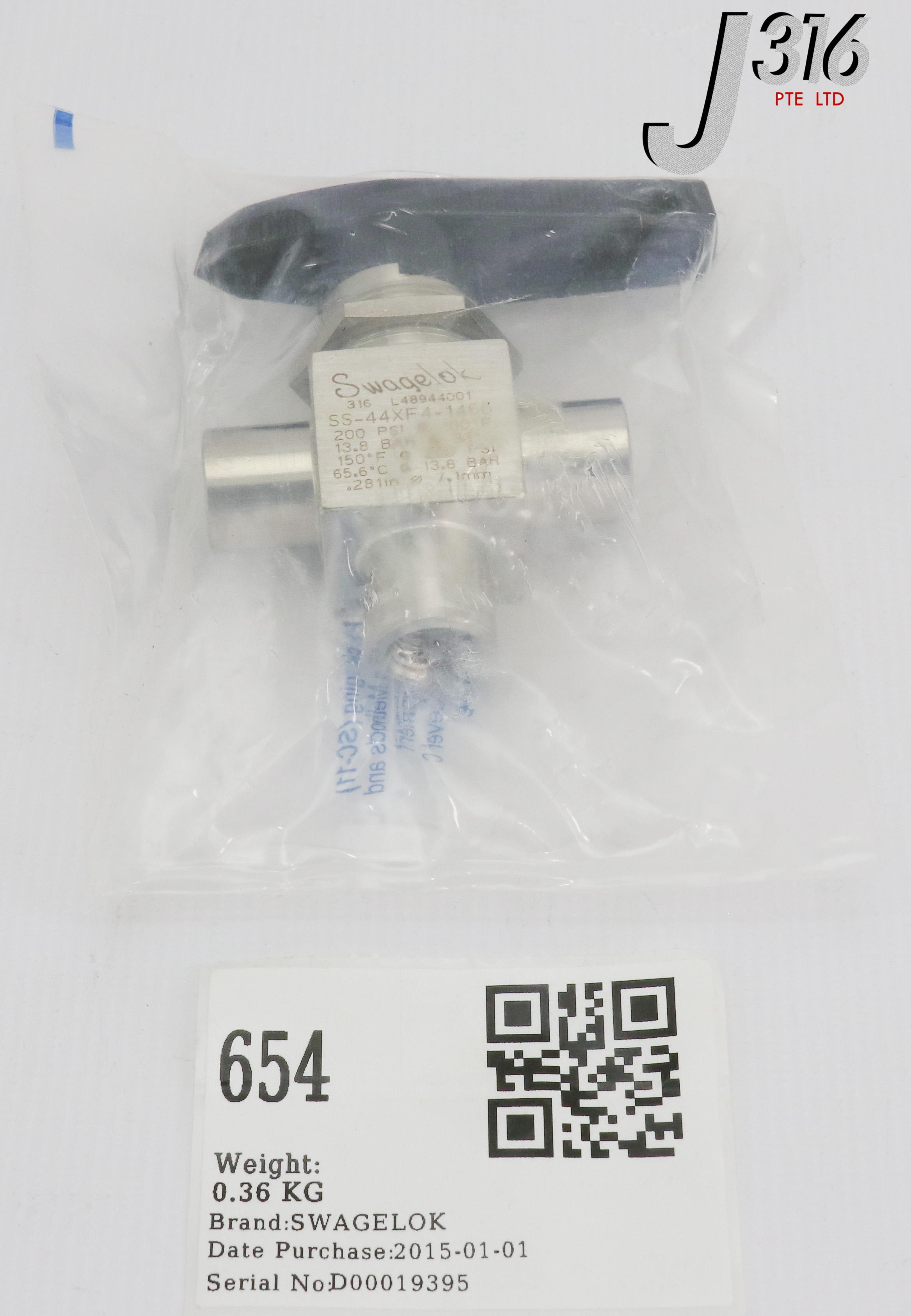 654 SWAGELOK STAINLESS 3 WAY BALL VALVE SS-44XF4-1466 – J316Gallery